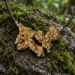 Cuero con mineral dorado ramificado · en su ambiente
